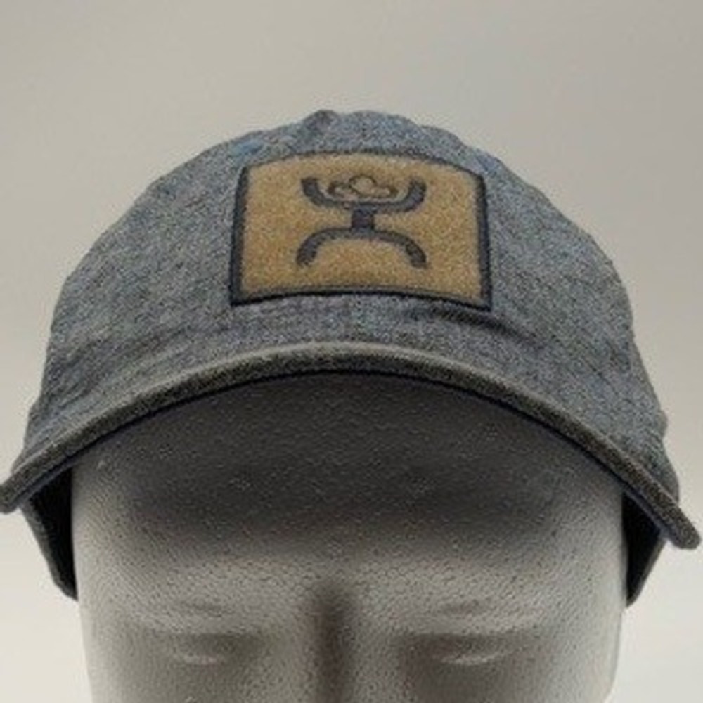 HOOEY Mens LXL Baseball Cap Blue Denim Patch Logo Flexfit